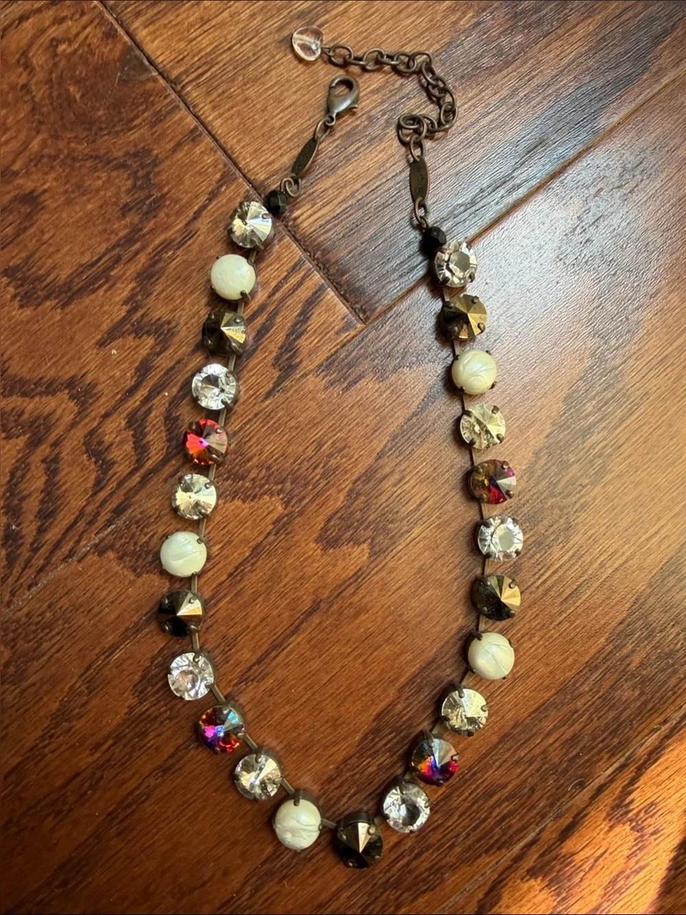 Sabika Iridescent Crystal & White Bead Statement Necklace